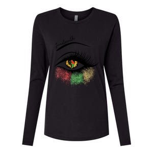 Juneteenth Meaningful Gift For Women Juneteenth Eye African American Cool Gift Womens Cotton Relaxed Long Sleeve T-Shirt