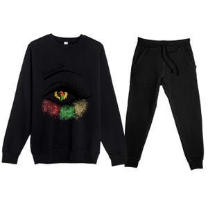 Juneteenth Meaningful Gift For Women Juneteenth Eye African American Cool Gift Premium Crewneck Sweatsuit Set