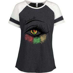 Juneteenth Meaningful Gift For Women Juneteenth Eye African American Cool Gift Enza Ladies Jersey Colorblock Tee