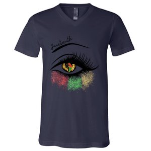 Juneteenth Meaningful Gift For Women Juneteenth Eye African American Cool Gift V-Neck T-Shirt