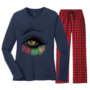 Juneteenth Meaningful Gift For Women Juneteenth Eye African American Cool Gift Women's Long Sleeve Flannel Pajama Set 