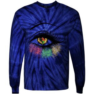 Juneteenth Meaningful Gift For Women Juneteenth Eye African American Cool Gift Tie-Dye Long Sleeve Shirt