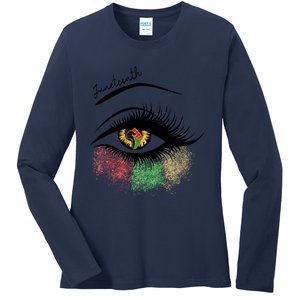 Juneteenth Meaningful Gift For Women Juneteenth Eye African American Cool Gift Ladies Long Sleeve Shirt