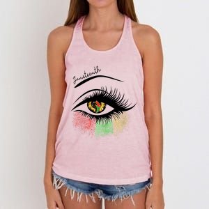 Juneteenth Meaningful Gift For Women Juneteenth Eye African American Cool Gift Women's Knotted Racerback Tank