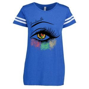 Juneteenth Meaningful Gift For Women Juneteenth Eye African American Cool Gift Enza Ladies Jersey Football T-Shirt