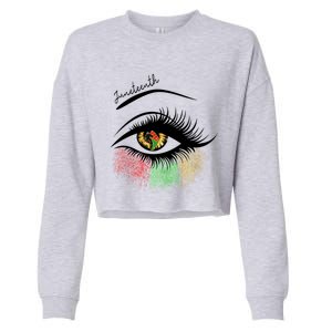 Juneteenth Meaningful Gift For Women Juneteenth Eye African American Cool Gift Cropped Pullover Crew