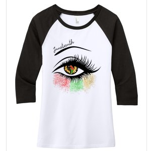 Juneteenth Meaningful Gift For Women Juneteenth Eye African American Cool Gift Women's Tri-Blend 3/4-Sleeve Raglan Shirt