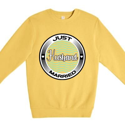 Just Married Husband Honeymoon Cruise Groom Wedding Gift Premium Crewneck Sweatshirt