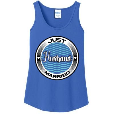 Just Married Husband Honeymoon Cruise Groom Wedding Gift Ladies Essential Tank