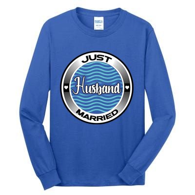 Just Married Husband Honeymoon Cruise Groom Wedding Gift Tall Long Sleeve T-Shirt