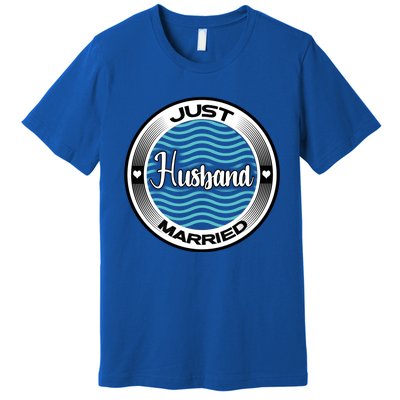 Just Married Husband Honeymoon Cruise Groom Wedding Gift Premium T-Shirt