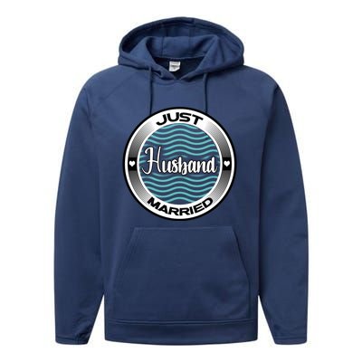 Just Married Husband Honeymoon Cruise Groom Wedding Gift Performance Fleece Hoodie