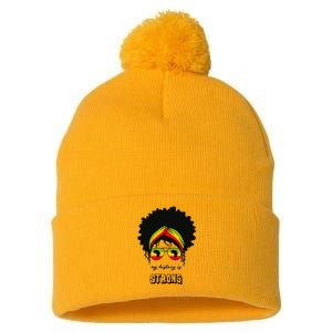 Juneteenth My History Is Strong Black Pride Beautiful Hair Gift Pom Pom 12in Knit Beanie