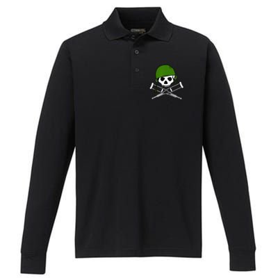 Jackass Military Helmet Skull & Crossbones Logo Performance Long Sleeve Polo