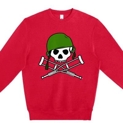 Jackass Military Helmet Skull & Crossbones Logo Premium Crewneck Sweatshirt