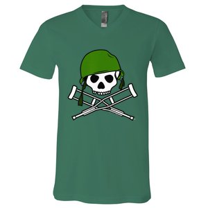 Jackass Military Helmet Skull & Crossbones Logo V-Neck T-Shirt