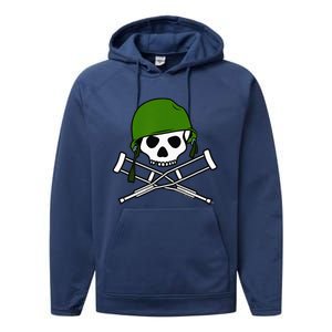 Jackass Military Helmet Skull & Crossbones Logo Performance Fleece Hoodie