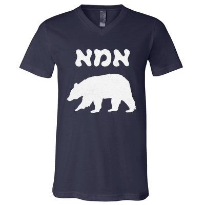 Jewish Mom Hebrew Mama Bear MotherS Day Wife Ima Gift V-Neck T-Shirt