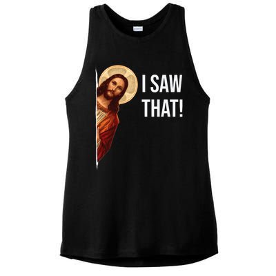 Jesus Meme I Saw That Ladies PosiCharge Tri-Blend Wicking Tank