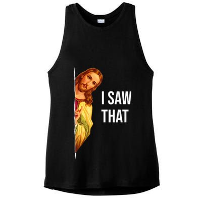 Jesus Meme I Saw That Christian God Funny Quote Ladies PosiCharge Tri-Blend Wicking Tank