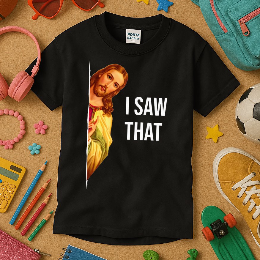 Jesus Meme I Saw That Christian God Funny Quote Kids T-Shirt