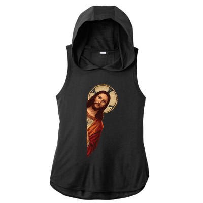 Jesus Meme I Saw That Ladies PosiCharge Tri-Blend Wicking Draft Hoodie Tank