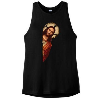 Jesus Meme I Saw That Ladies PosiCharge Tri-Blend Wicking Tank