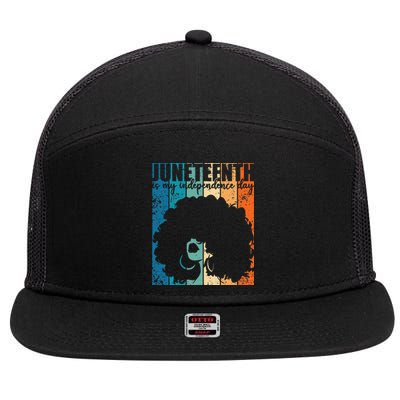 Juneteenth My Independence Day Retro Afro  Melanin 7 Panel Mesh Trucker Snapback Hat