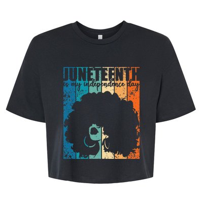 Juneteenth My Independence Day Retro Afro  Melanin Bella+Canvas Jersey Crop Tee