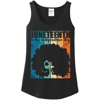 Juneteenth My Independence Day Retro Afro  Melanin Ladies Essential Tank