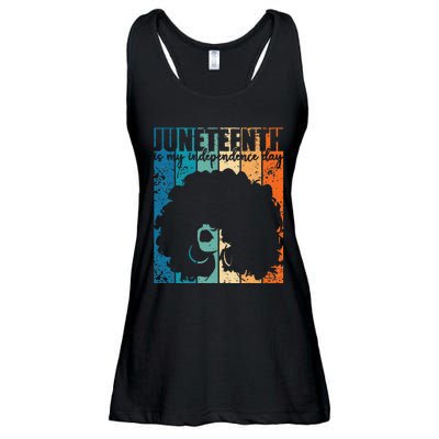 Juneteenth My Independence Day Retro Afro  Melanin Ladies Essential Flowy Tank