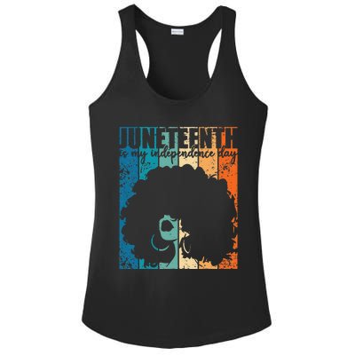 Juneteenth My Independence Day Retro Afro  Melanin Ladies PosiCharge Competitor Racerback Tank