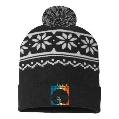 Juneteenth My Independence Day Retro Afro  Melanin USA-Made Snowflake Beanie