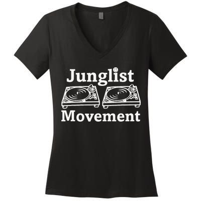 Junglist Movement Jungle Drum And Bass Music Design Women's V-Neck T-Shirt
