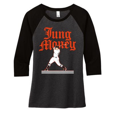 Jung Money Women's Tri-Blend 3/4-Sleeve Raglan Shirt