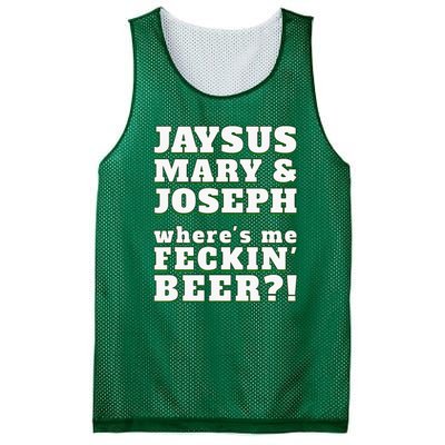 Jaysus Mary Joseph St. Patrick's Feck Beer Mesh Reversible Basketball Jersey Tank