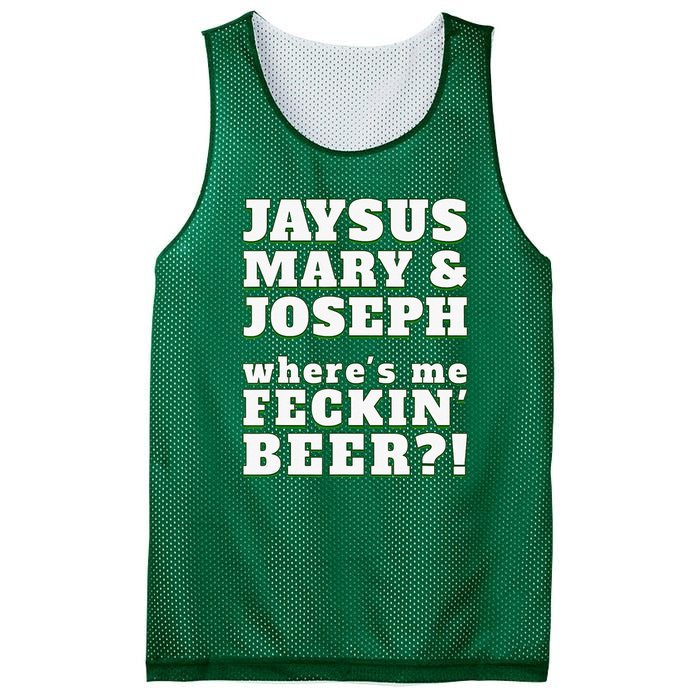 Jaysus Mary Joseph St. Patrick's Feck Beer Mesh Reversible Basketball Jersey Tank