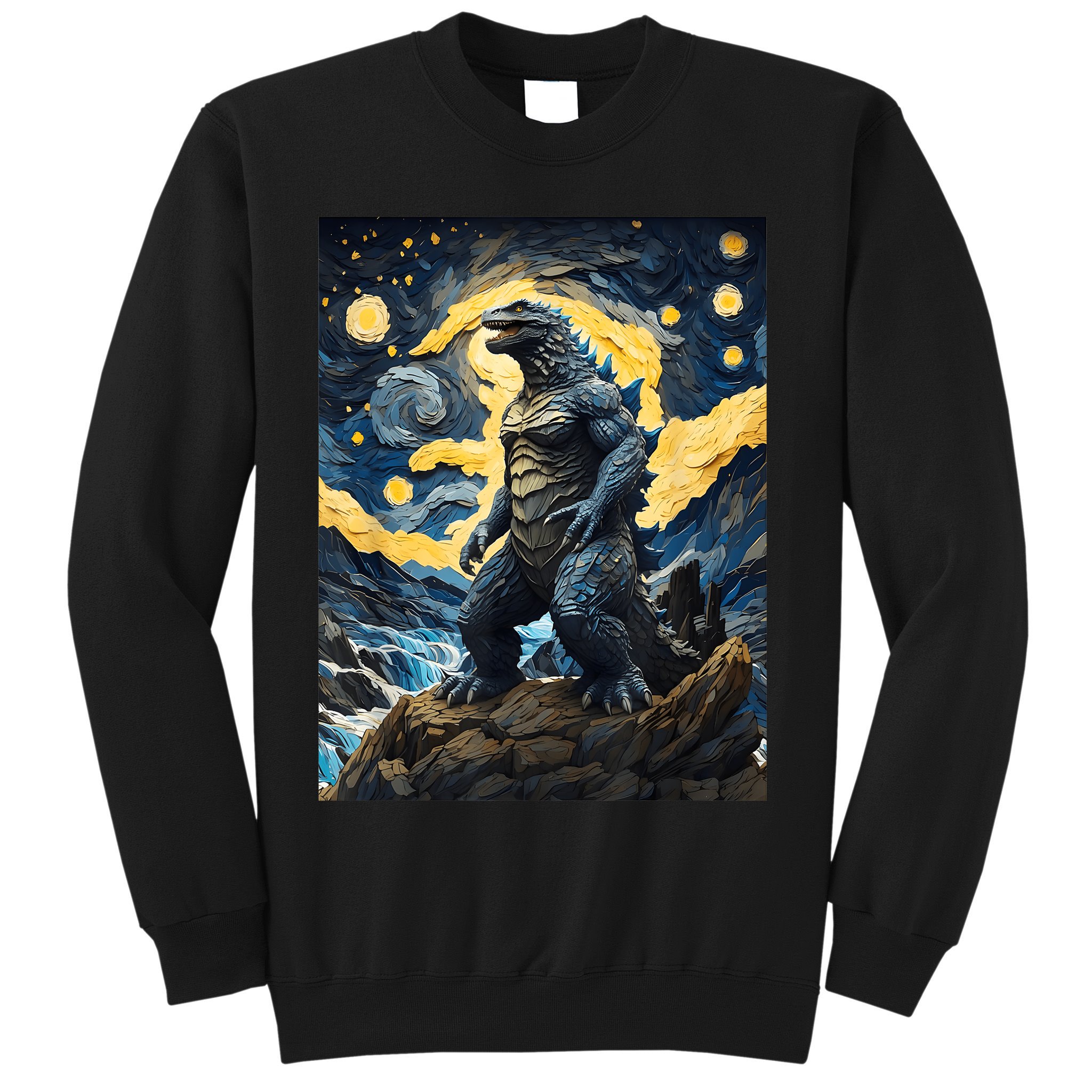 Japanese Monster Kaiju In Van Gogh Starry Night Sweatshirt