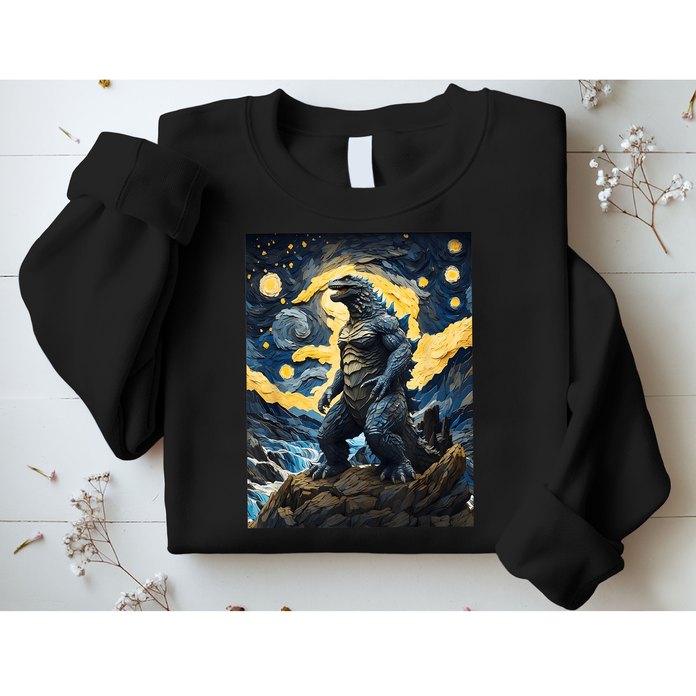 Japanese Monster Kaiju In Van Gogh Starry Night Sweatshirt