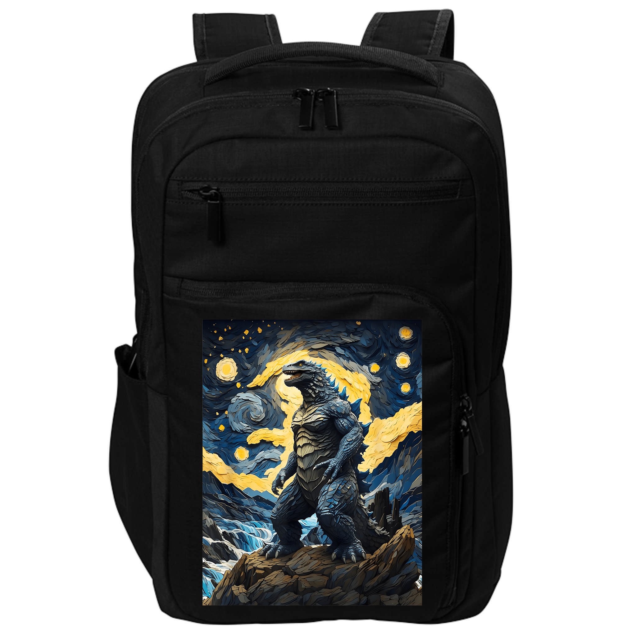 Japanese Monster Kaiju In Van Gogh Starry Night Impact Tech Backpack