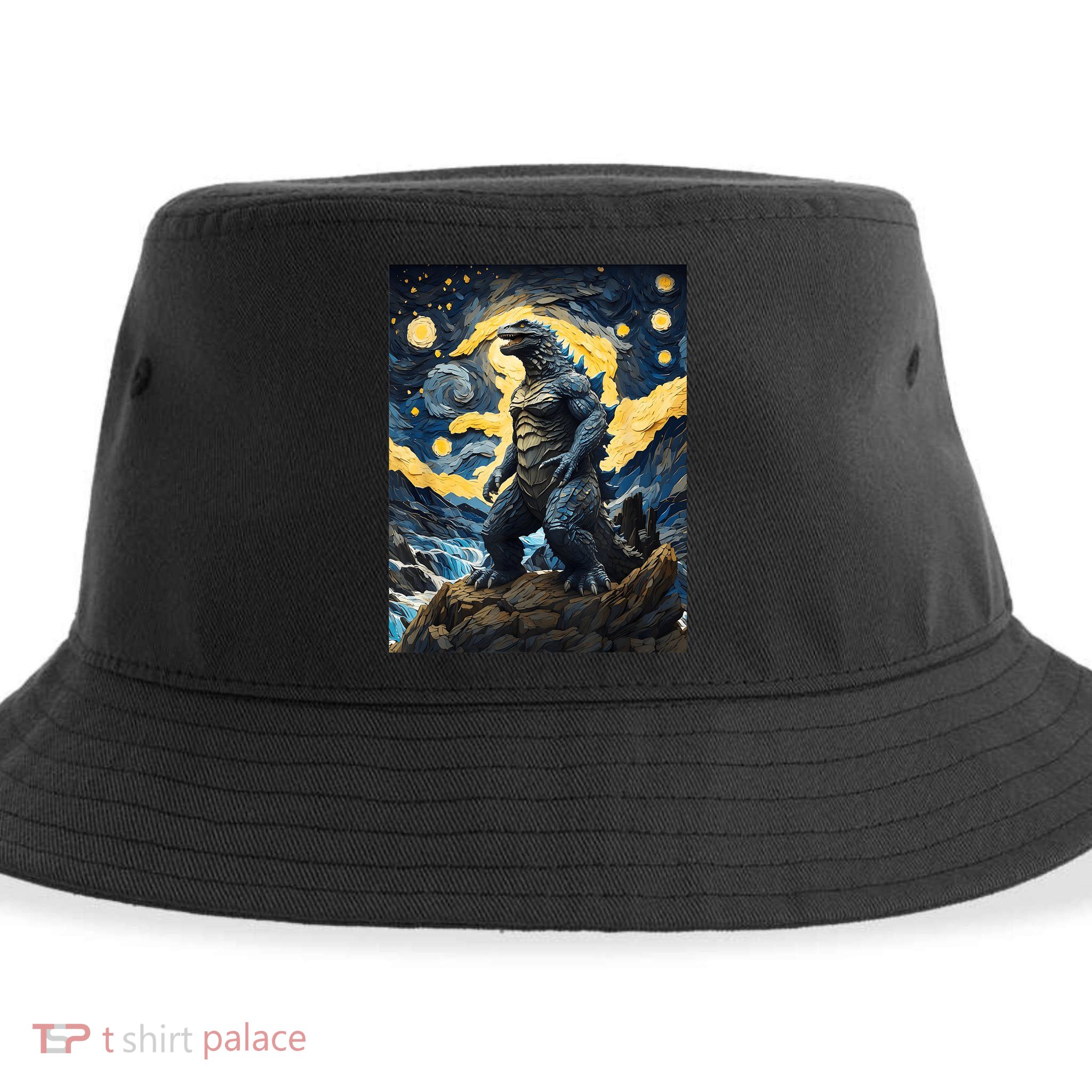 Japanese Monster Kaiju In Van Gogh Starry Night Sustainable Bucket Hat