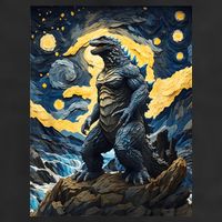 Japanese Monster Kaiju In Van Gogh Starry Night Adult Drive Performance Visor