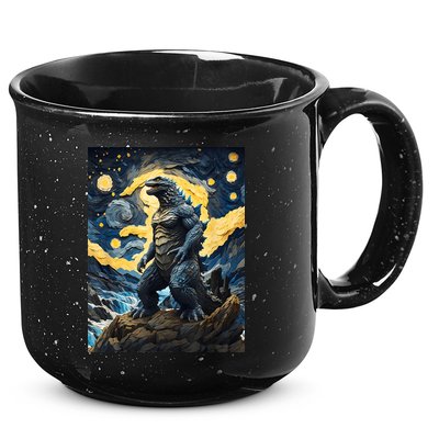 Japanese Monster Kaiju In Van Gogh Starry Night 15oz Campfire Ceramic Mug