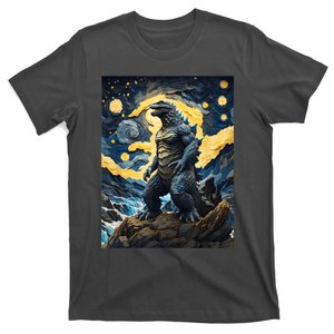 Japanese Monster Kaiju In Van Gogh Starry Night T-Shirt