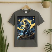 Japanese Monster Kaiju In Van Gogh Starry Night T-Shirt