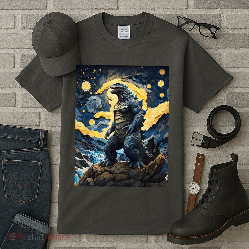 Japanese Monster Kaiju In Van Gogh Starry Night Tall T-Shirt