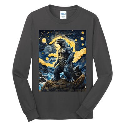 Japanese Monster Kaiju In Van Gogh Starry Night Tall Long Sleeve T-Shirt