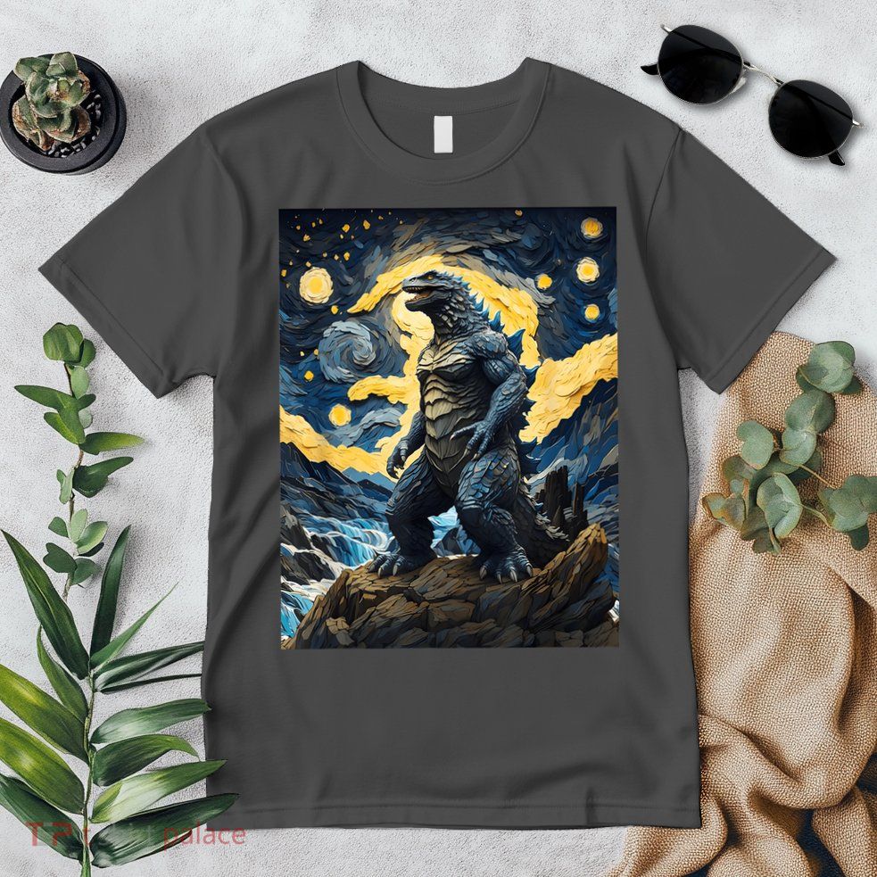 Japanese Monster Kaiju In Van Gogh Starry Night Premium T-Shirt