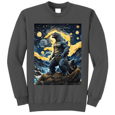 Japanese Monster Kaiju In Van Gogh Starry Night Tall Sweatshirt