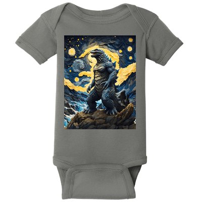 Japanese Monster Kaiju In Van Gogh Starry Night Baby Bodysuit